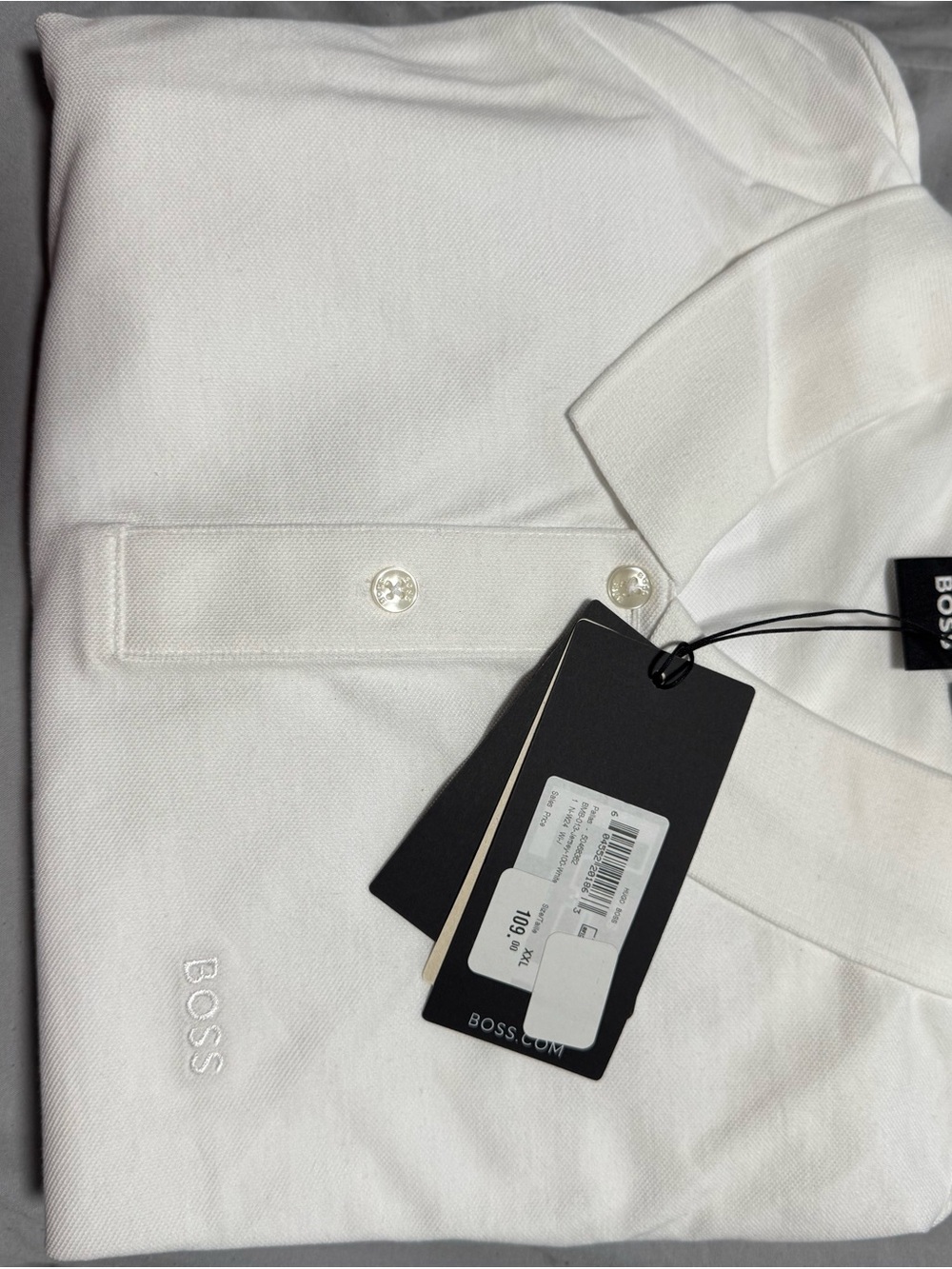 BOSS White Men's Polo with Subtle Logo
